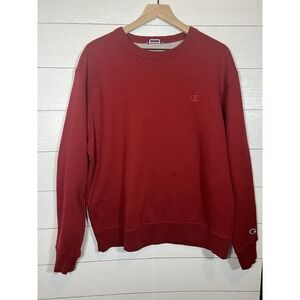 Champion  Authentic Classic Red Embroidered Crewneck Sweatshirt *FLAW* Large
